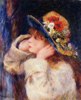 Pierre Auguste Renoir : Young Girl in a Hat Decorated with Wildflowers